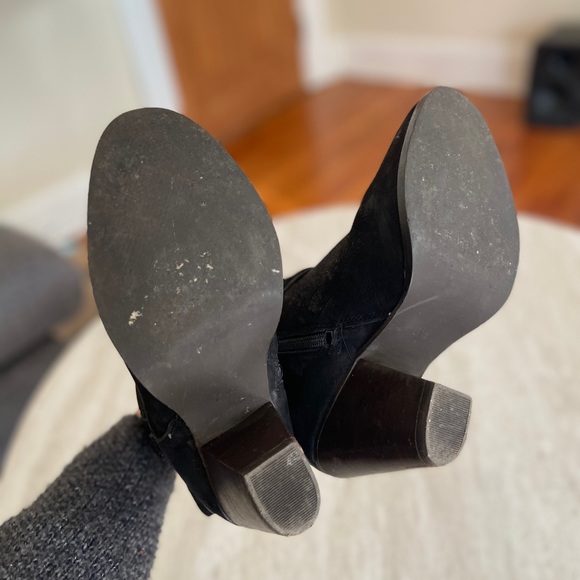 DIBA Black Leather Ankle Boots Western Heel 6.5 - Picture 6 of 7